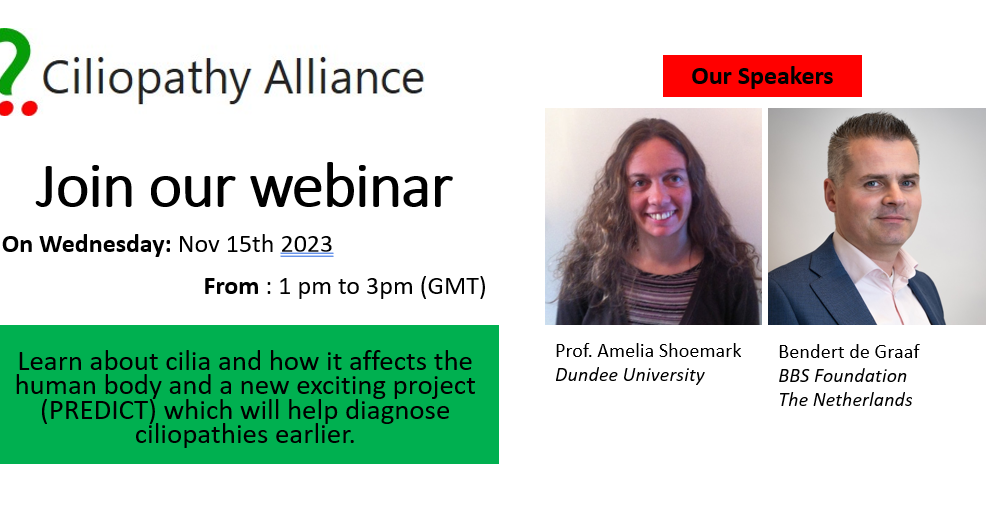 Webinar - Learn about Cilia and Project PREDICT - Wednesday 15th Nov 1-3 p.m.